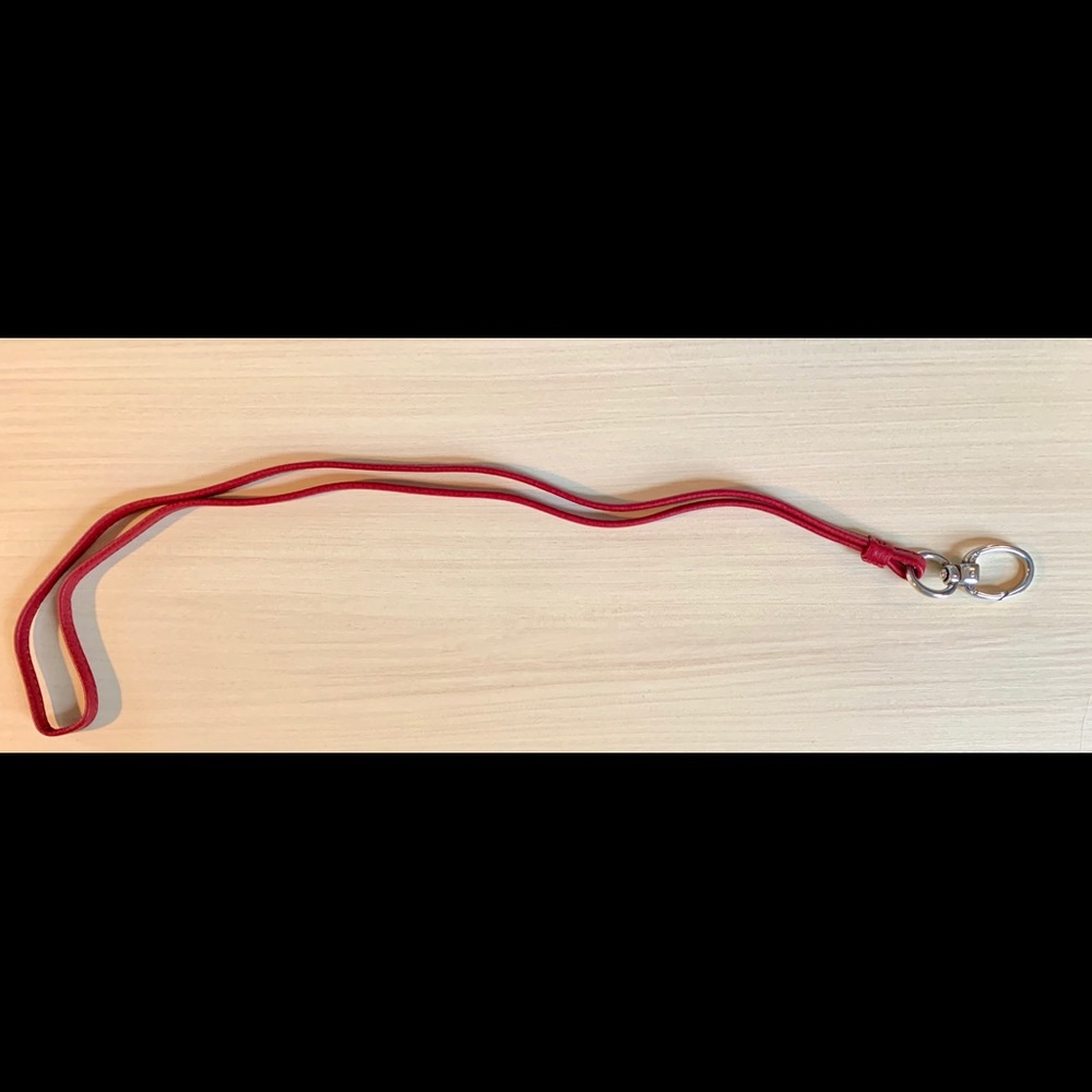 Brighton red leather lanyard.